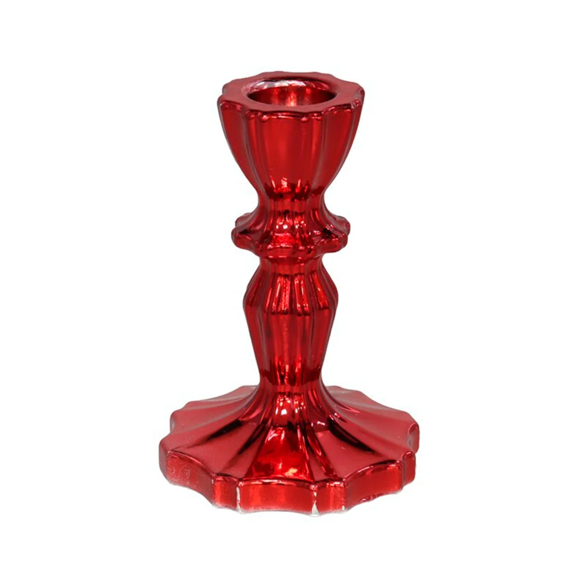 Castiçal efeito metalizado vermelho 11,2cm da hôma, fotografia 1