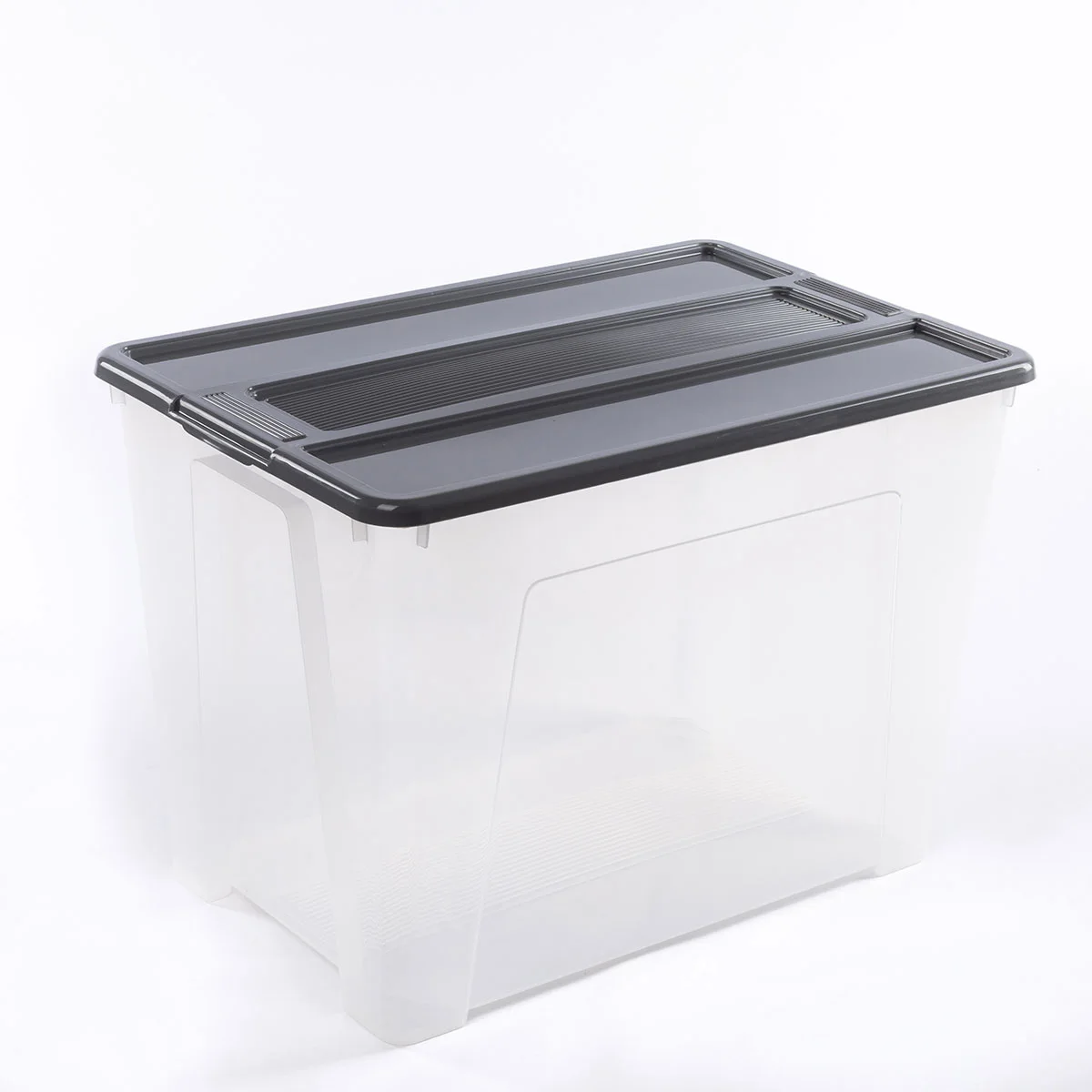 Caixa de arrumação TEX-BOX com tampa cinza 70l by hôma, photo 1