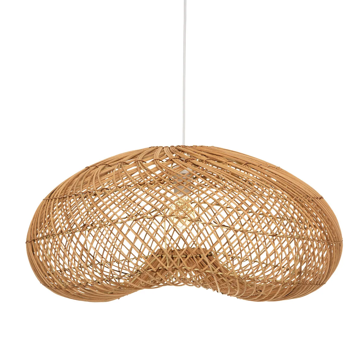 Candeeiro de teto JENY bege em rattan 68cm da hôma, fotografia 1
