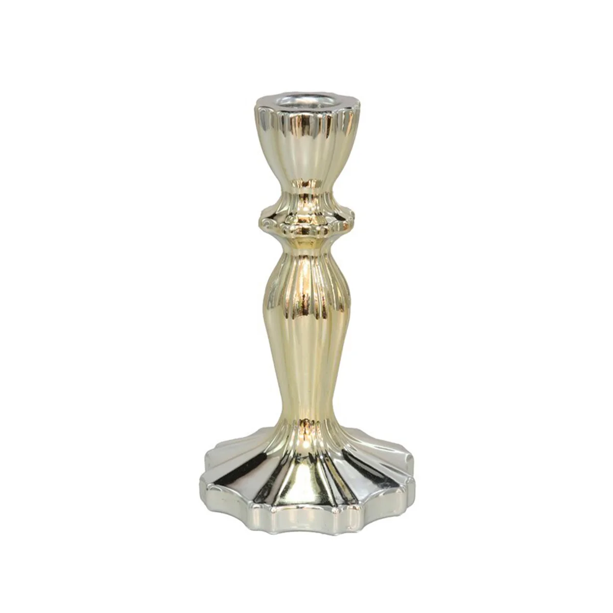 Castiçal efeito metalizado dourado 15,8cm by hôma, photo 1
