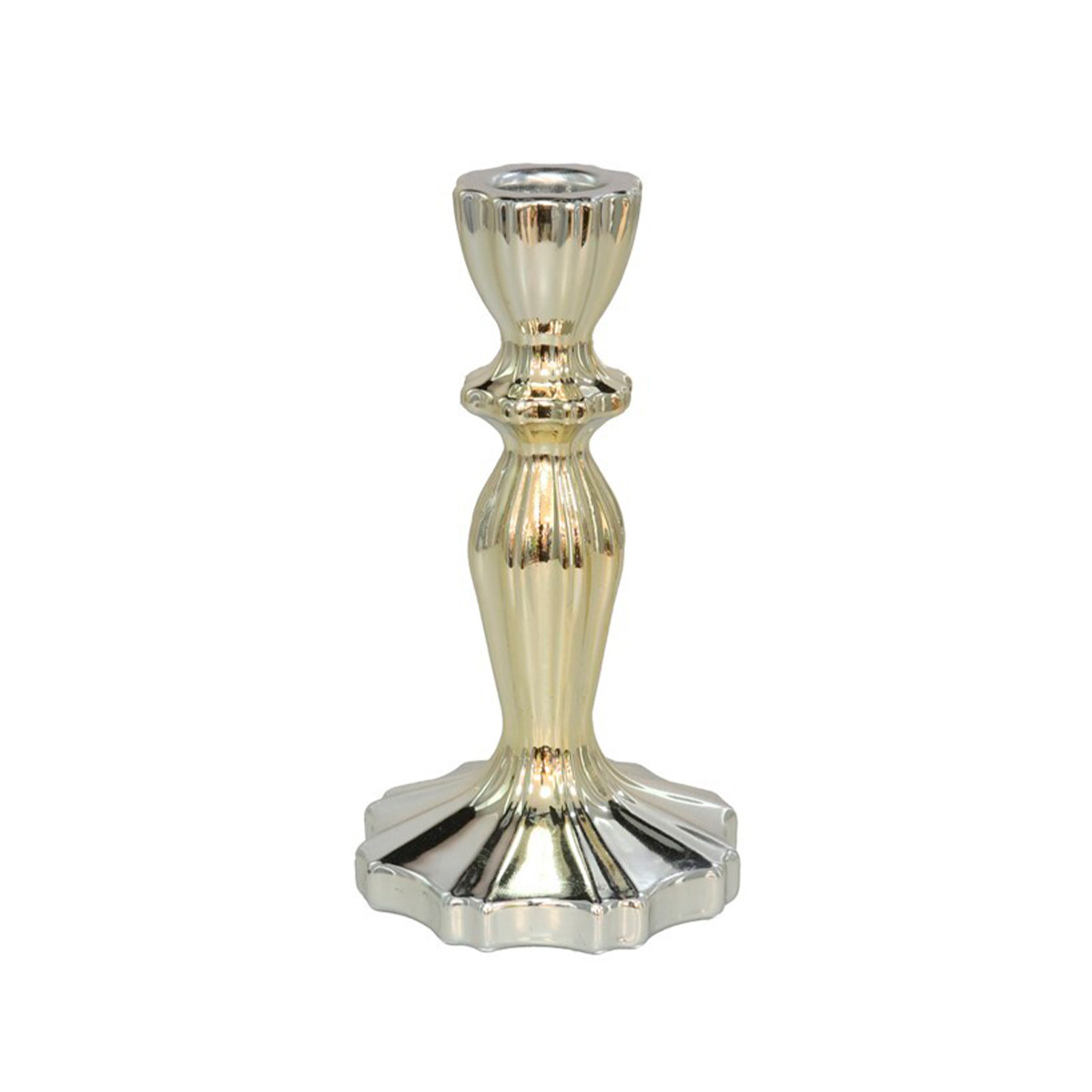 Castiçal efeito metalizado dourado 15,8cm da hôma, fotografia 1