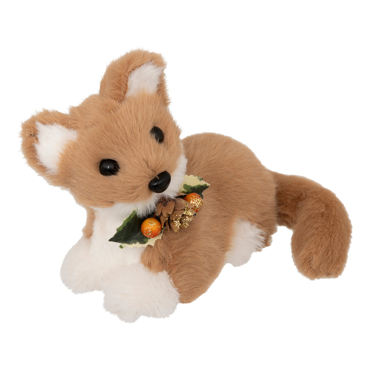 Figura de raposa com laço pinha e azevinho 11cm da hôma, fotografia 1