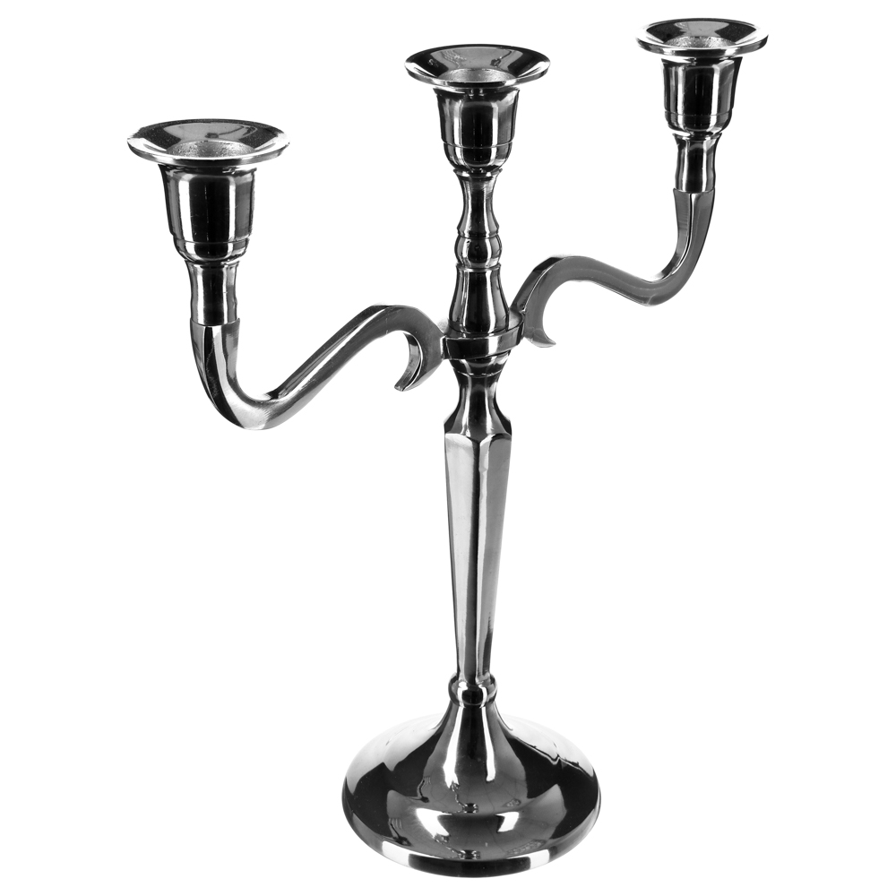 Candelabro em metal prateado para 3 velas da hôma, fotografia 1