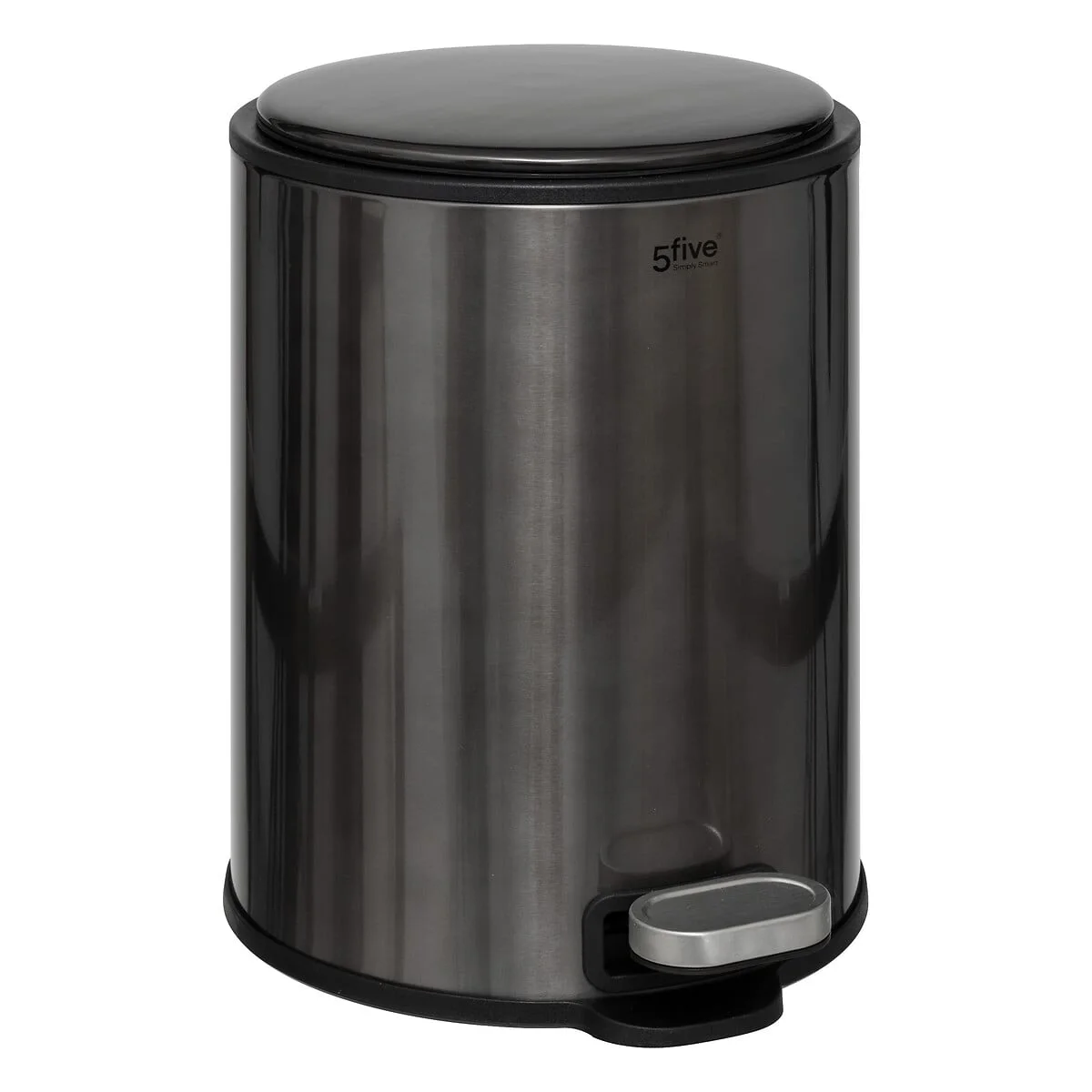 Balde do lixo com pedal DELTA preto em metal 6l by hôma, photo 1