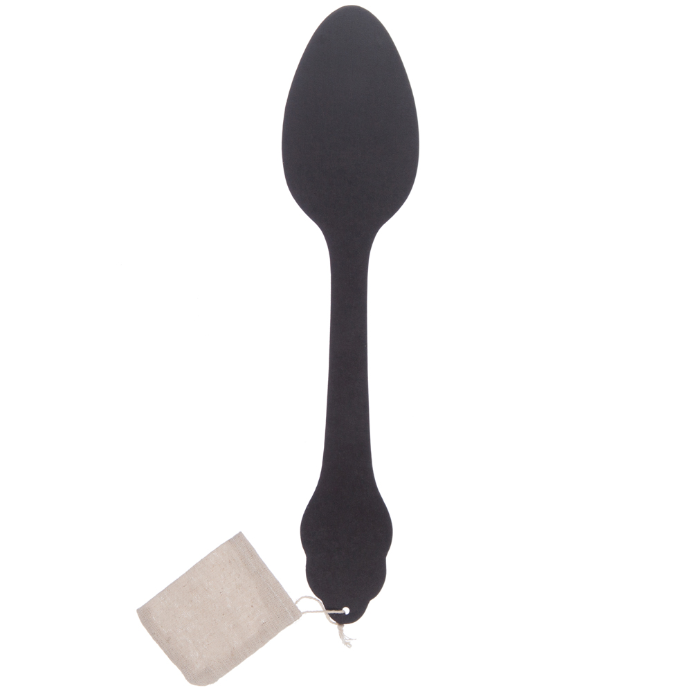 Colher decorativa preta para parede em mdf 38cm da hôma, fotografia 1