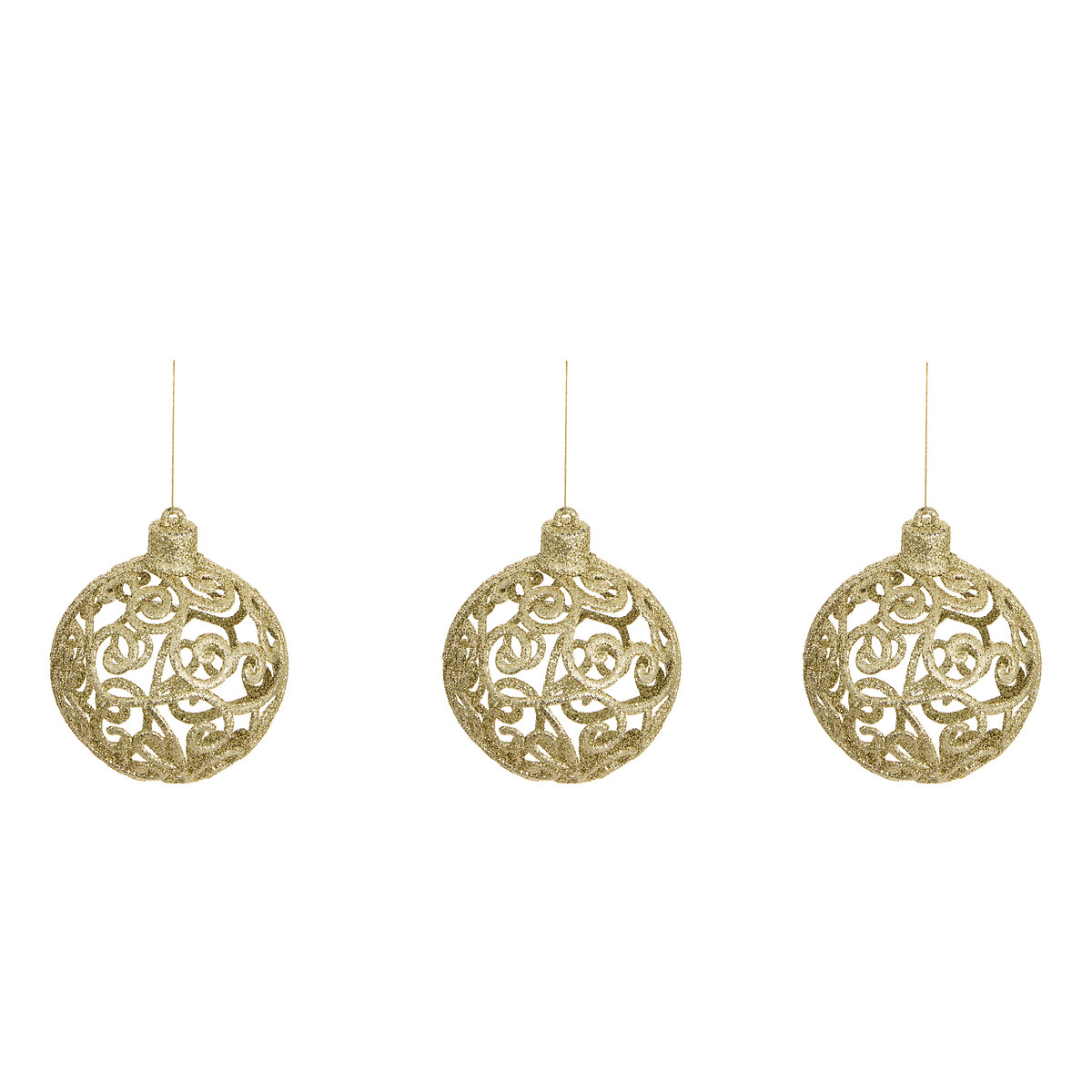 Conjunto de 3 bolas 8cm dourado da hôma, fotografia 1