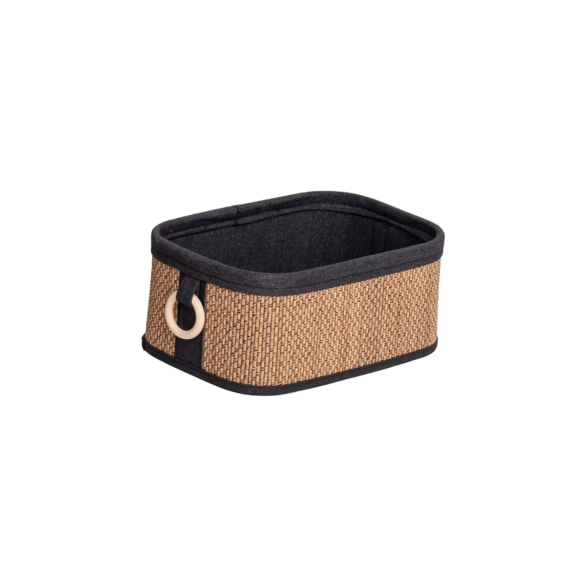 Cesto wc em bambu com alça de madeira 18x28cm da hôma, fotografia 1
