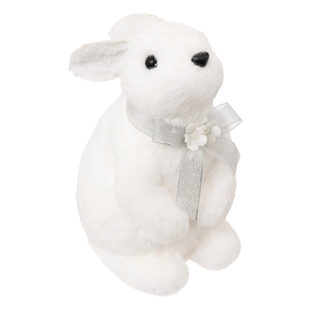 Figura de coelho com laço branco 16x13x25cm da hôma, fotografia 1