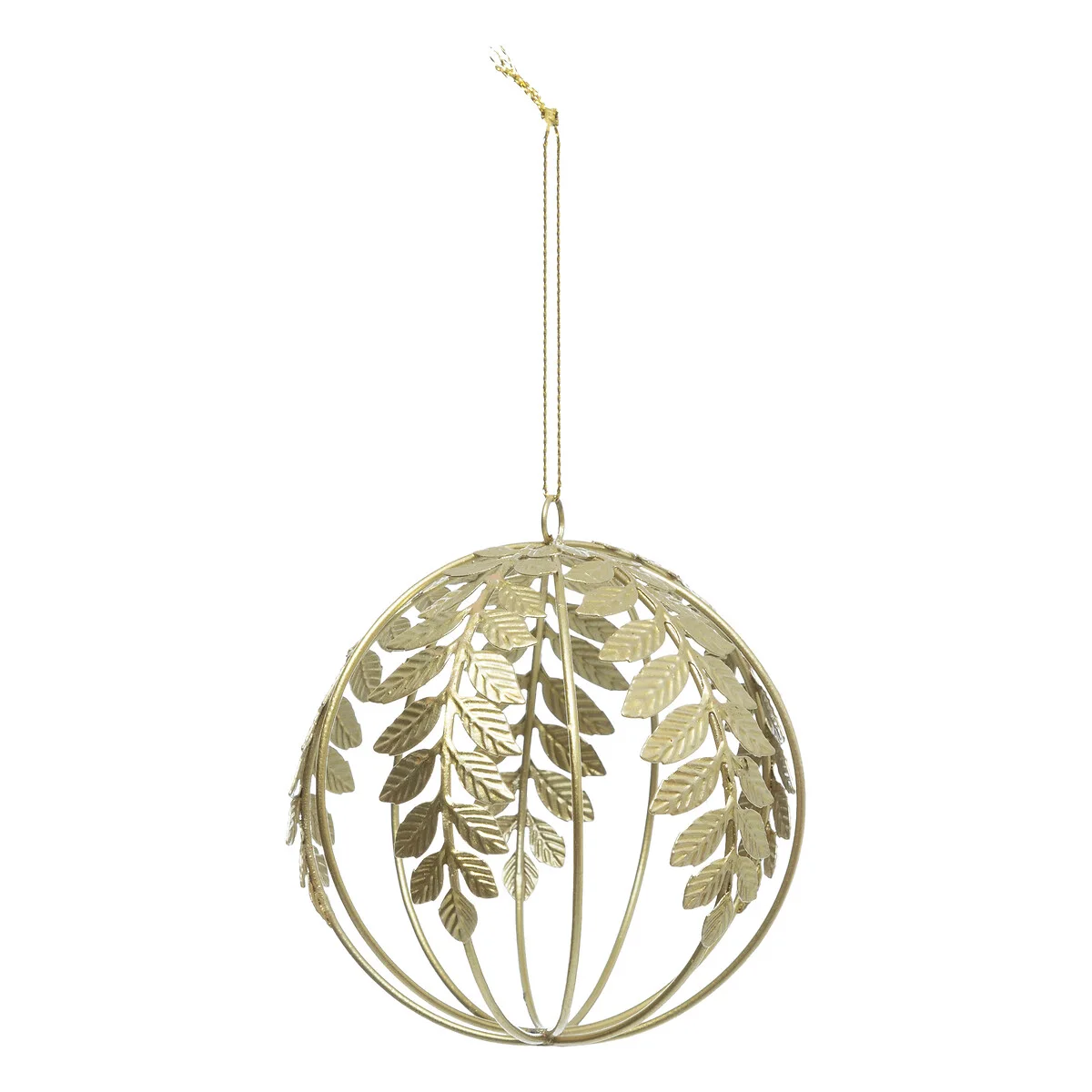 Bola decorativa com folhas em metal dourado 9cm by hôma, photo 1