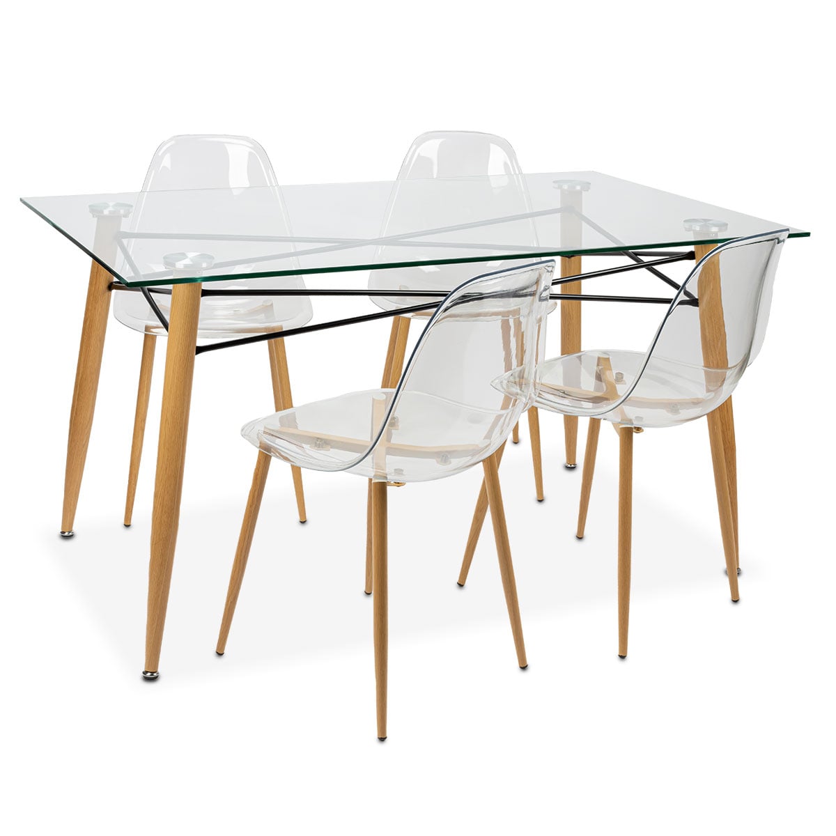 Conjunto de mesa com tampo de vidro e 4 cadeiras VANITY by hôma, photo 1
