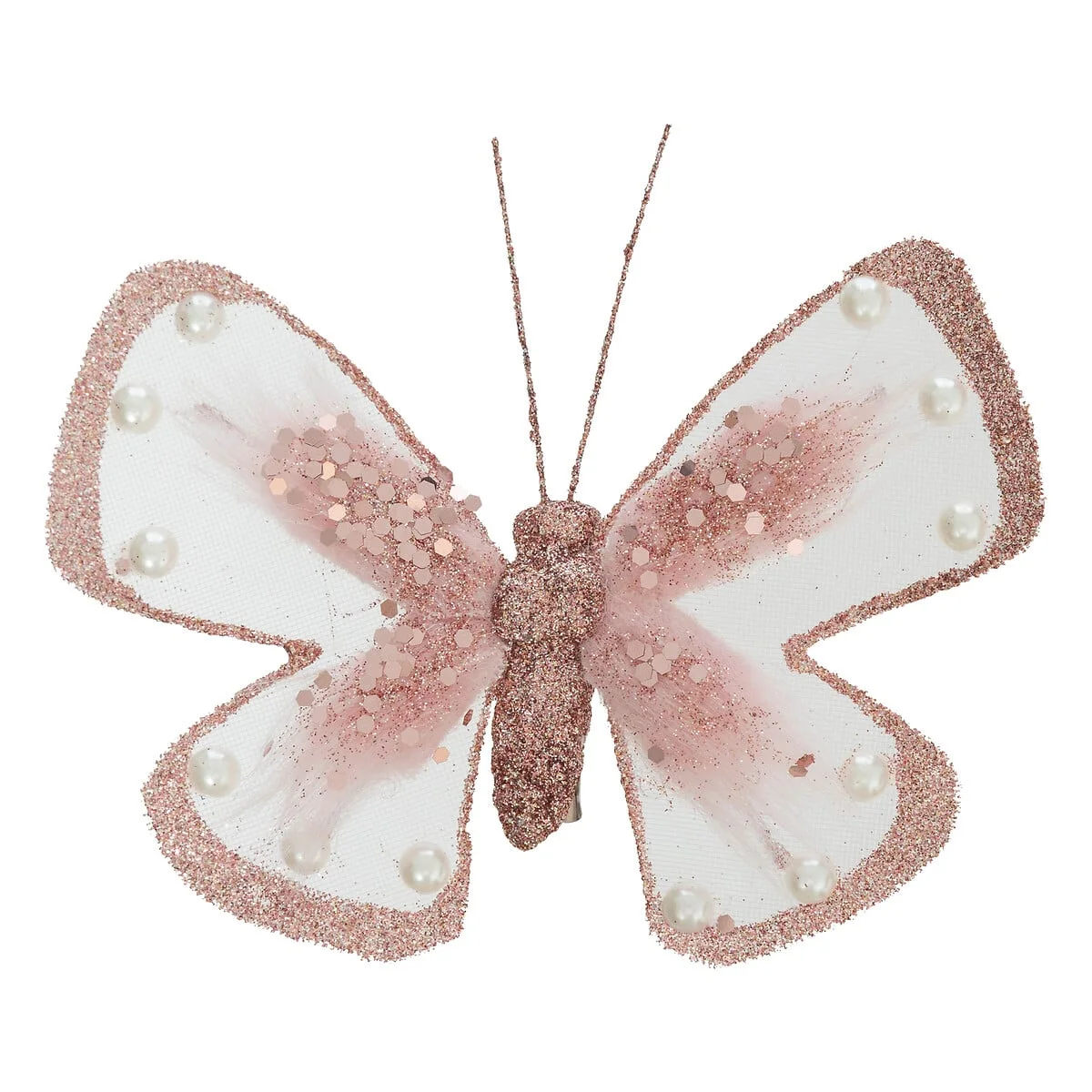 Borboleta com mola rosa e branca 12x3x15,5cm da hôma, fotografia 1