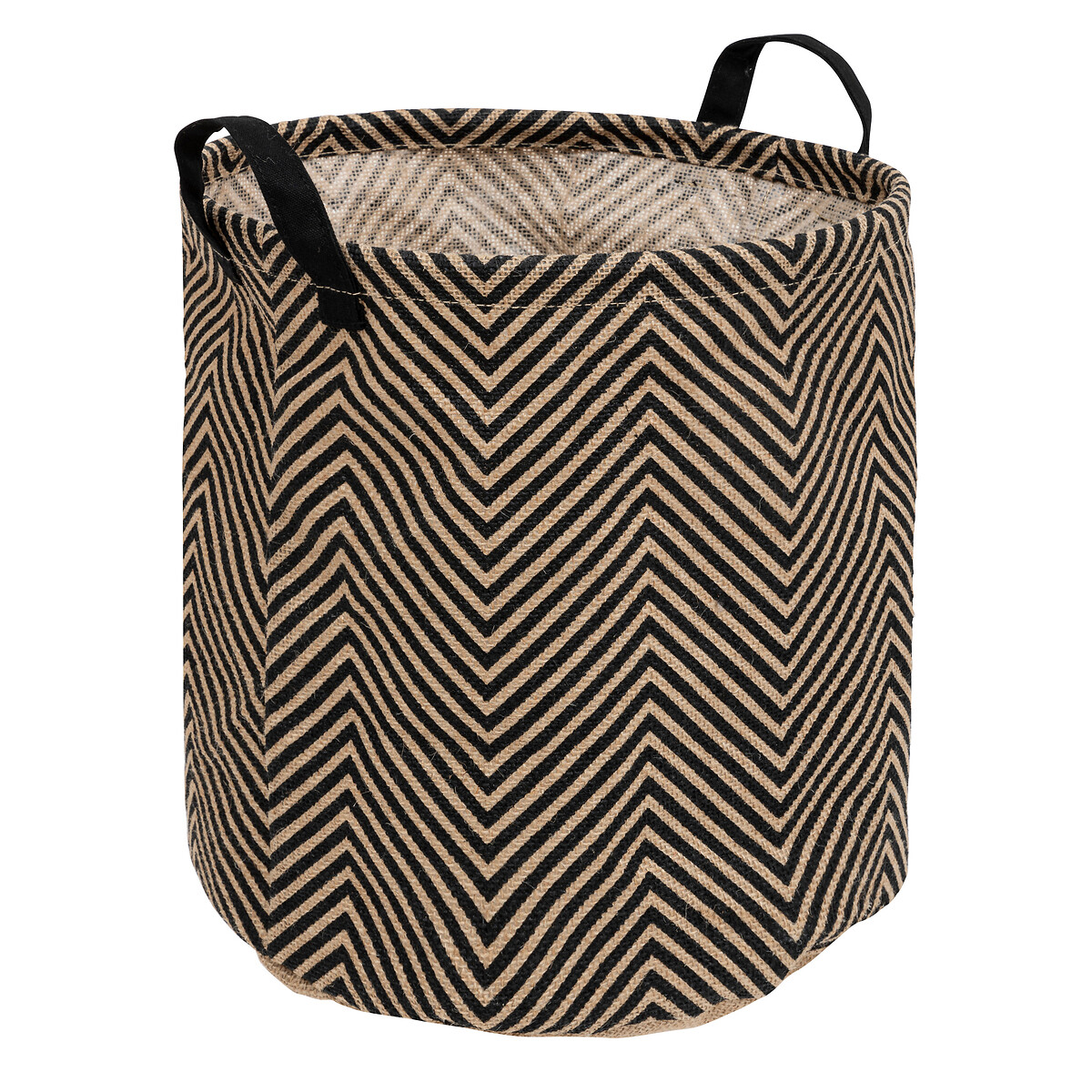 Cesto decorado VALY zigzag bege e preto em juta 32cm by hôma, photo 1