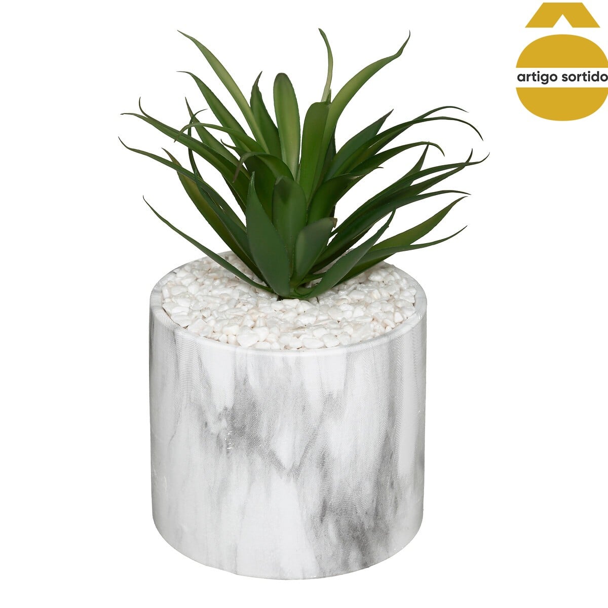 Planta artificial com vaso de cimento da hôma, fotografia 1