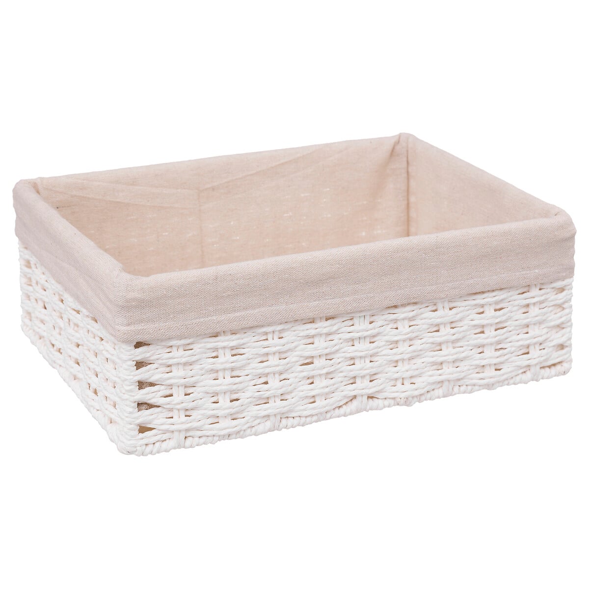 Cesto de arrumação COSTA branco com tecido 23x32cm