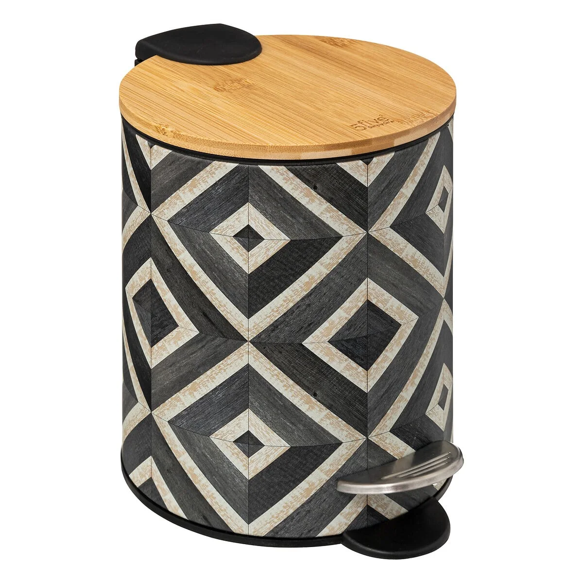 Balde wc CANVAS metal e bambu 3l da hôma, fotografia 1