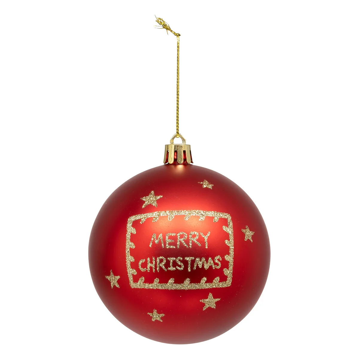Bola MERRY XMAS vermelha e dourada 8cm by hôma, photo 1