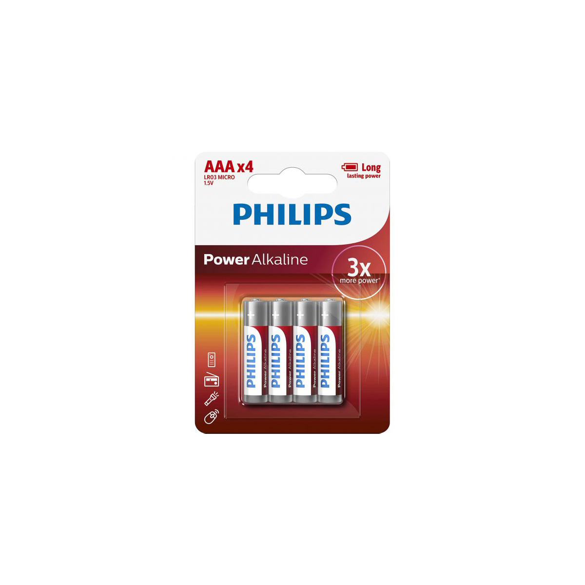 Conjunto de 4 pilhas alcalina Philips power life lr03 by hôma, photo 1