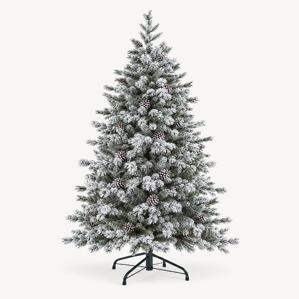 Árvore de natal YUKON verde efeito neve com pinhas 210cm da hôma, fotografia 1