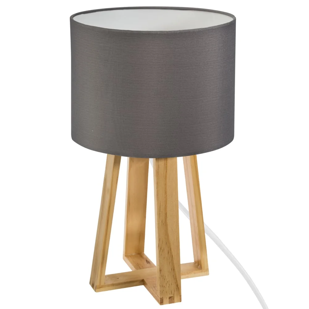 Candeeiro de mesa MOLU cinza com base em madeira pinho by hôma, photo 1