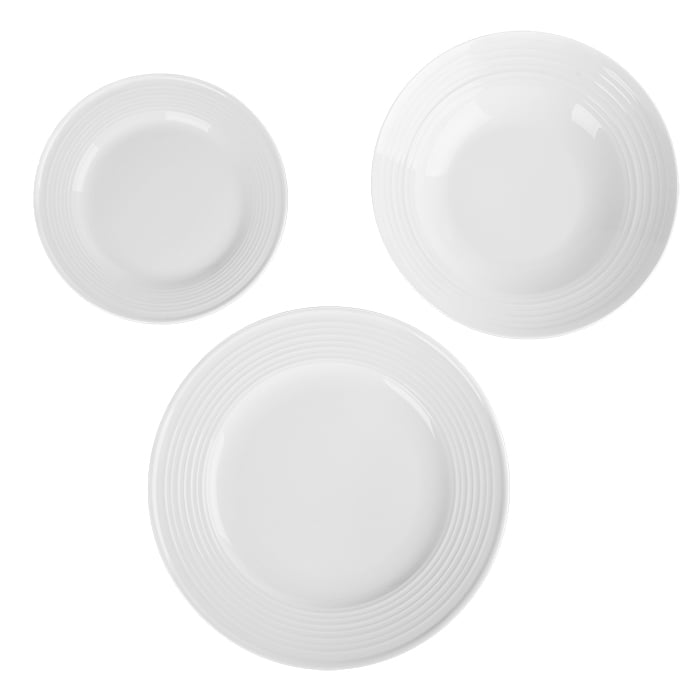 Serviço de mesa de 18 peças branco em porcelana da hôma, fotografia 1