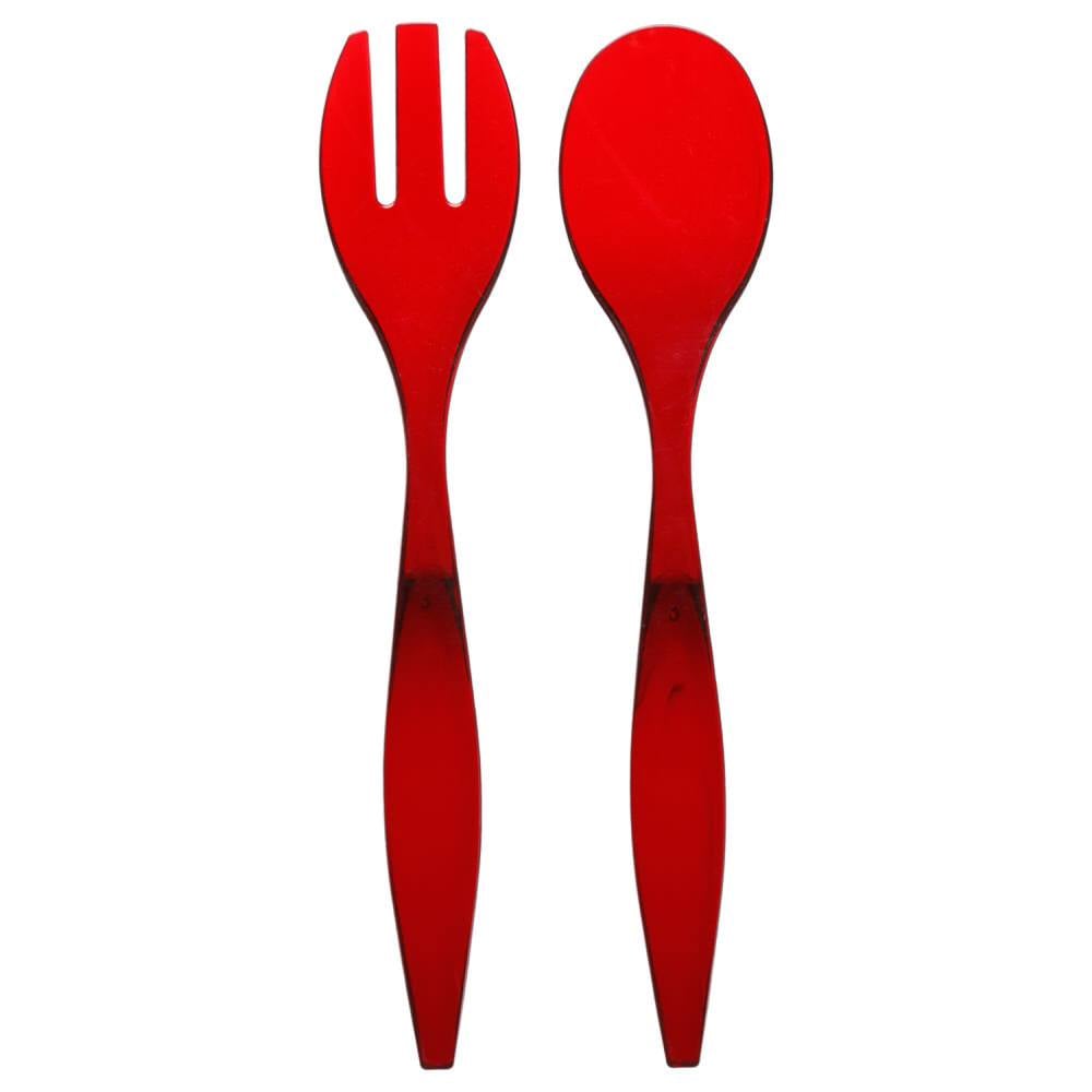 Conjunto de 2 talheres vermelho para salada da hôma, fotografia 1