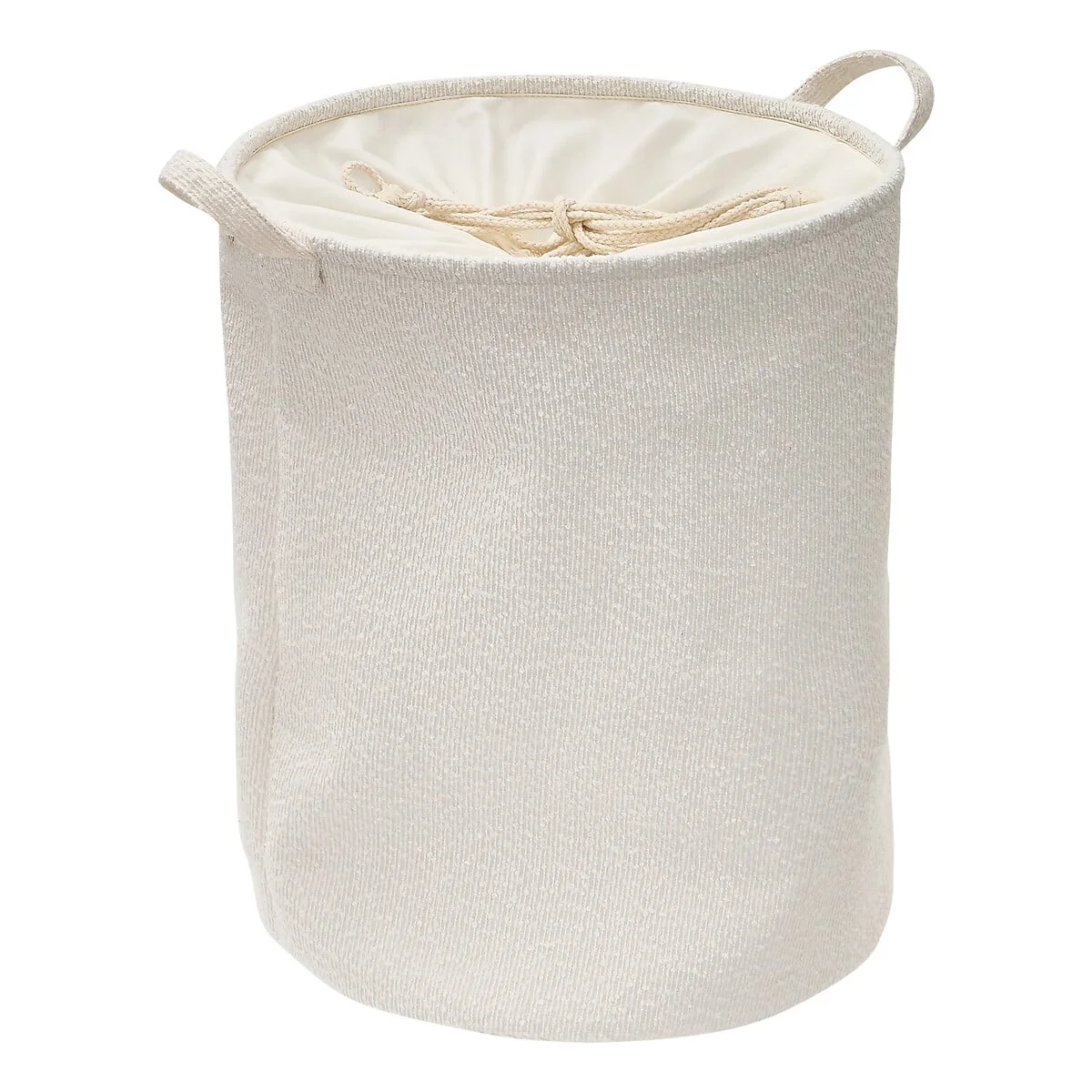 Cesto de roupa wc branco em tecido bouclé 56l da hôma, fotografia 1