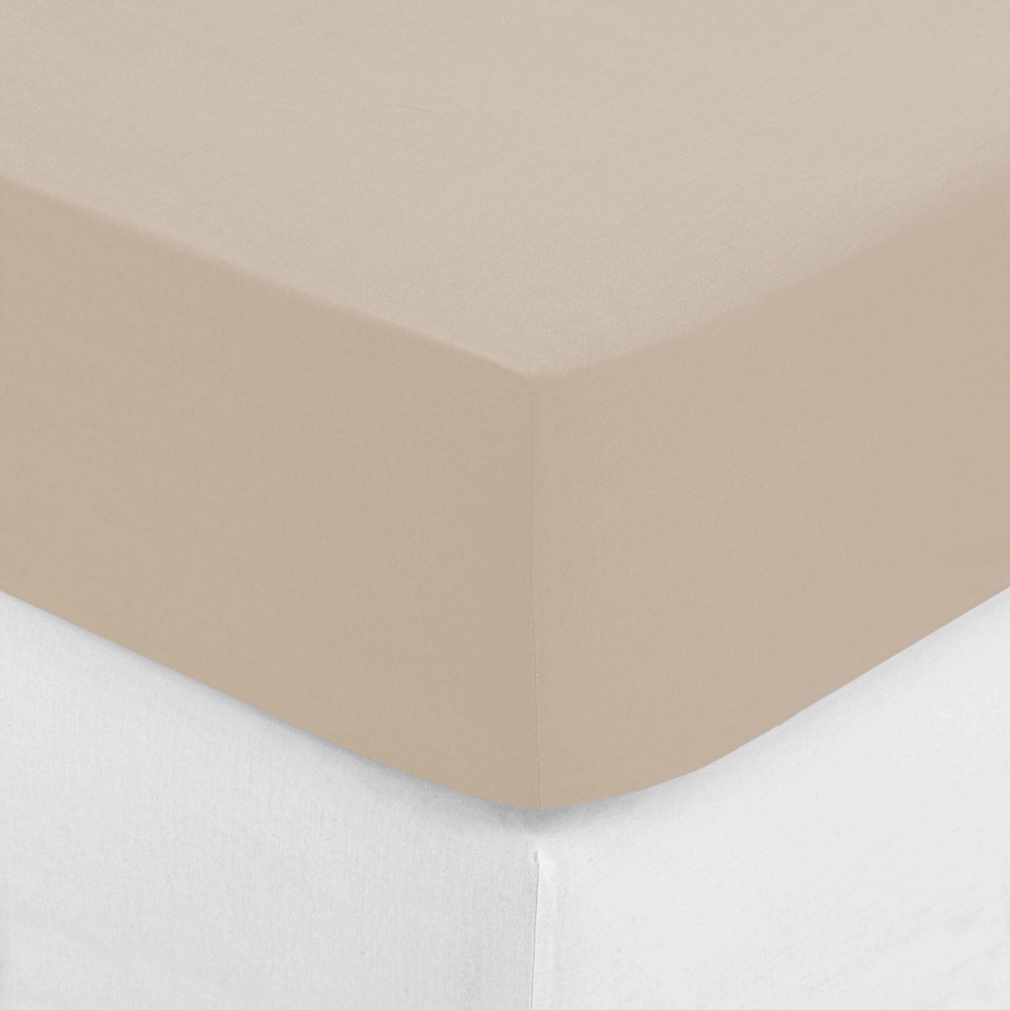 Lençol ajustável bege 160x200cm da hôma, fotografia 1