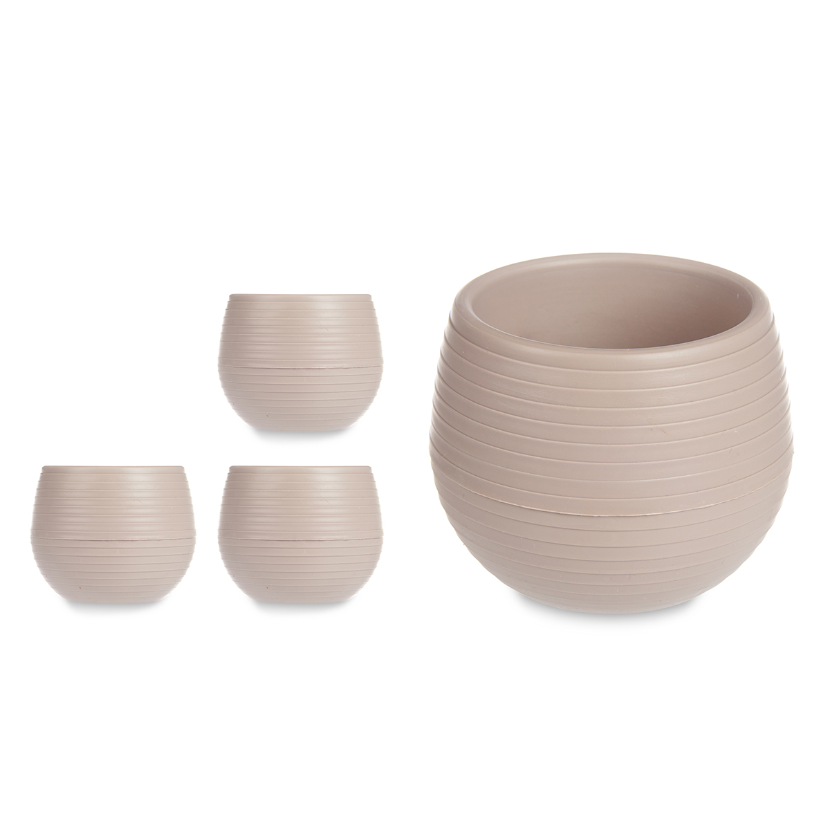 Conjunto de 3 vasos taupe com reserva de água 7cm da hôma, fotografia 1