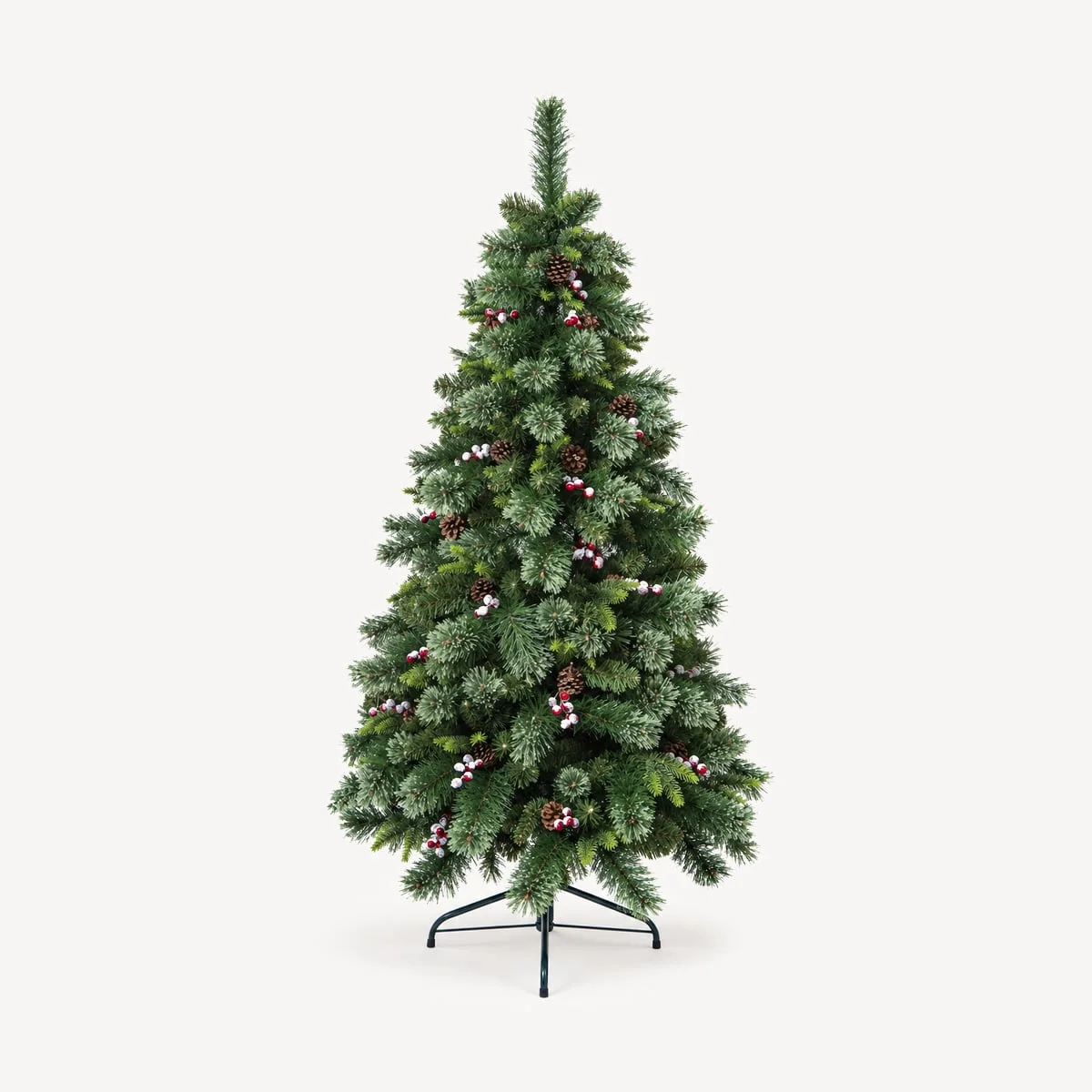 Árvore de natal WYOMING  verde com pinhas e azevinhos 150cm