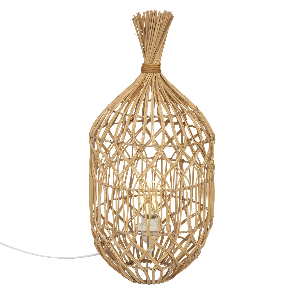 Candeeiro de mesa MILOU bege em rattan 55cm da hôma, fotografia 1