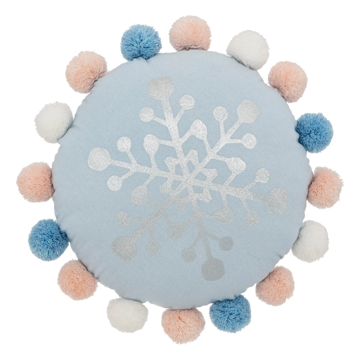 Almofada SNOW azul com pompons 35cm da hôma, fotografia 1