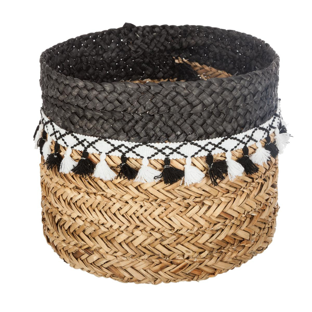 Cesto decorativo seagrass com pompons 32cm by hôma, photo 1