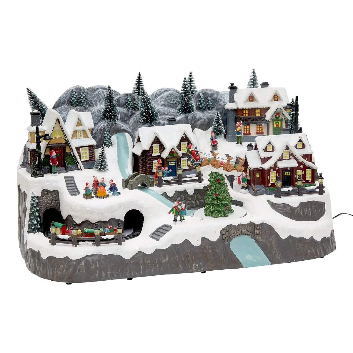 Aldeia montanha de neve com comboio 59x35x32cm da hôma, fotografia 1