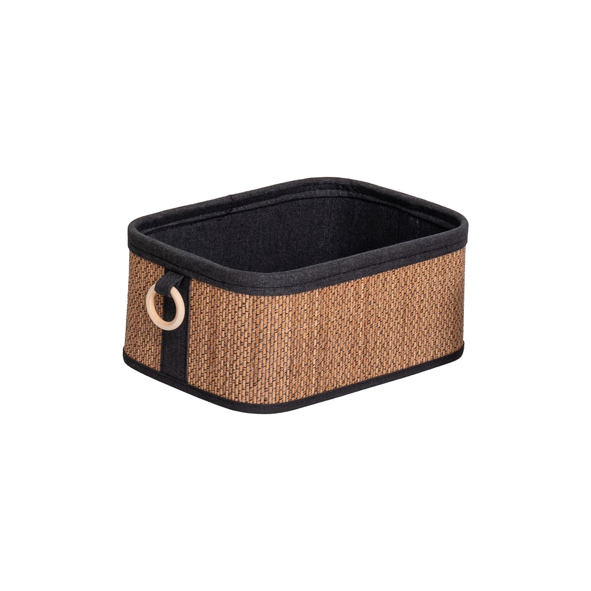 Cesto wc em bambu com alça de madeira 23x33cm da hôma, fotografia 1