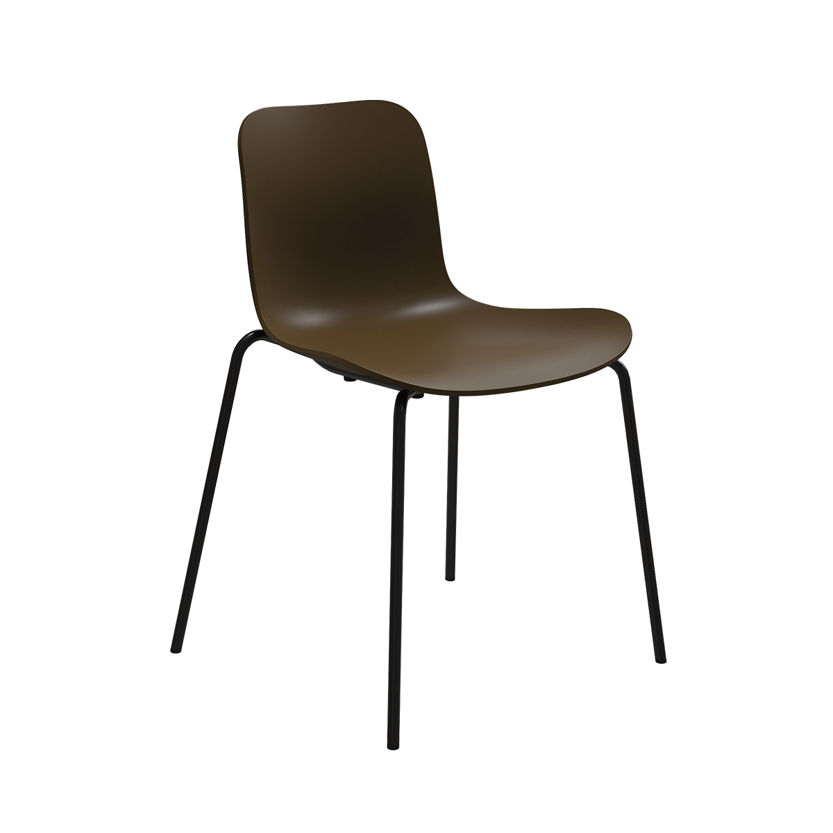Langue Chair with espresso polypropylene seat and black steel legs.