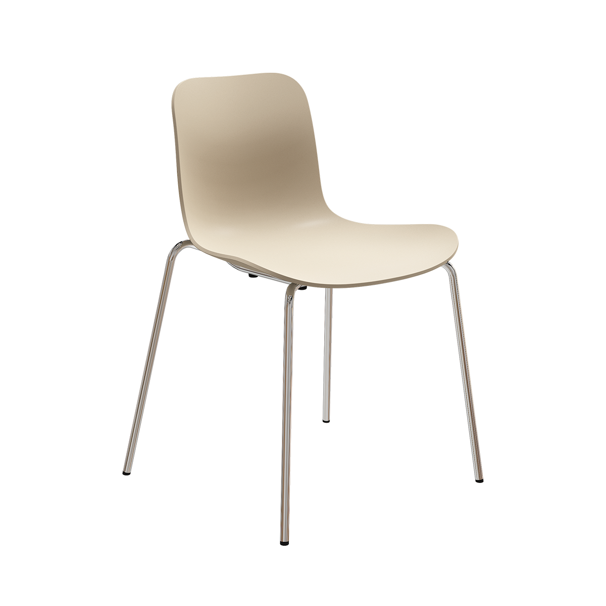 Langue Chair with ecru polypropylene seat and chrome legs.