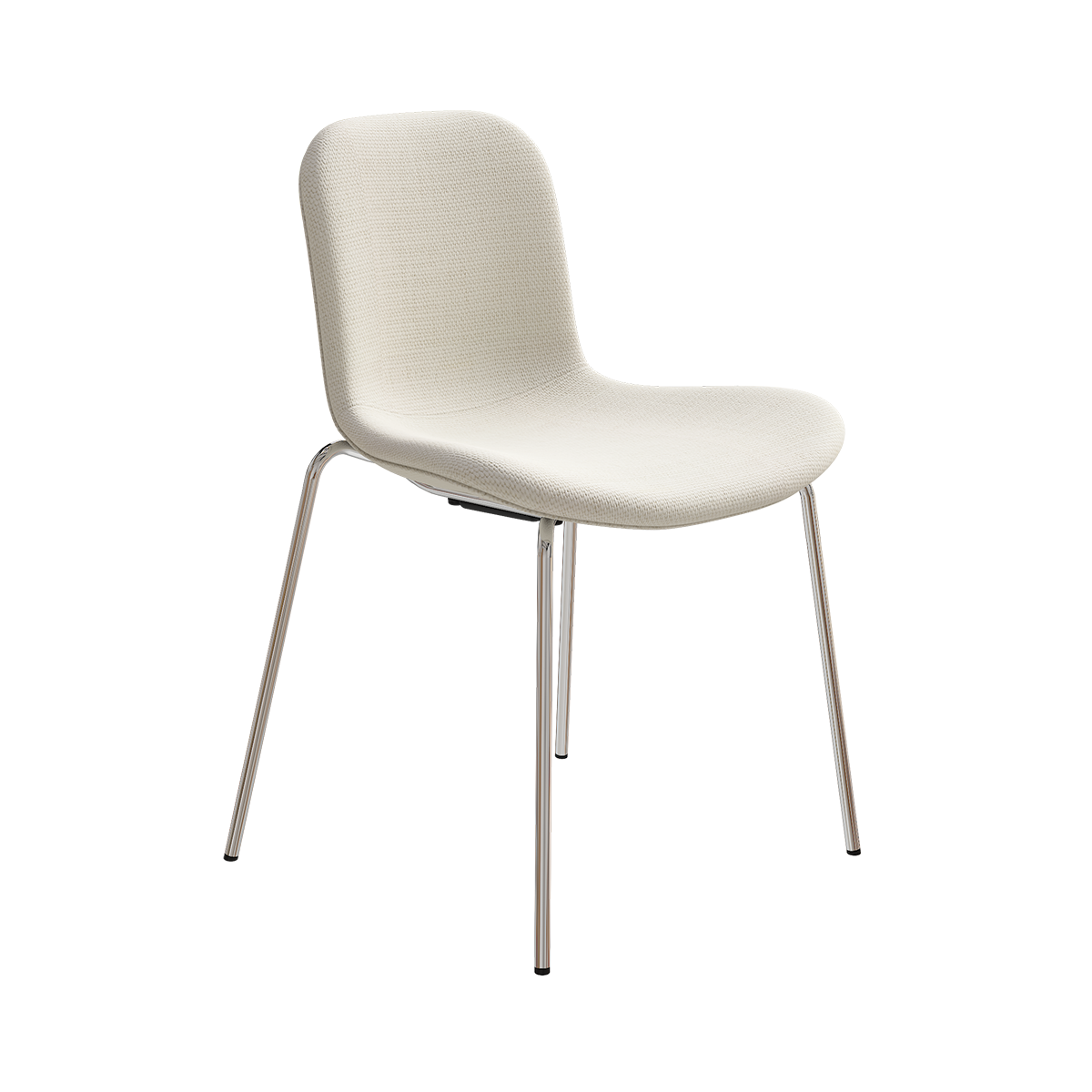 Langue Chair with Giada 01 soft upholstery and chrome legs.