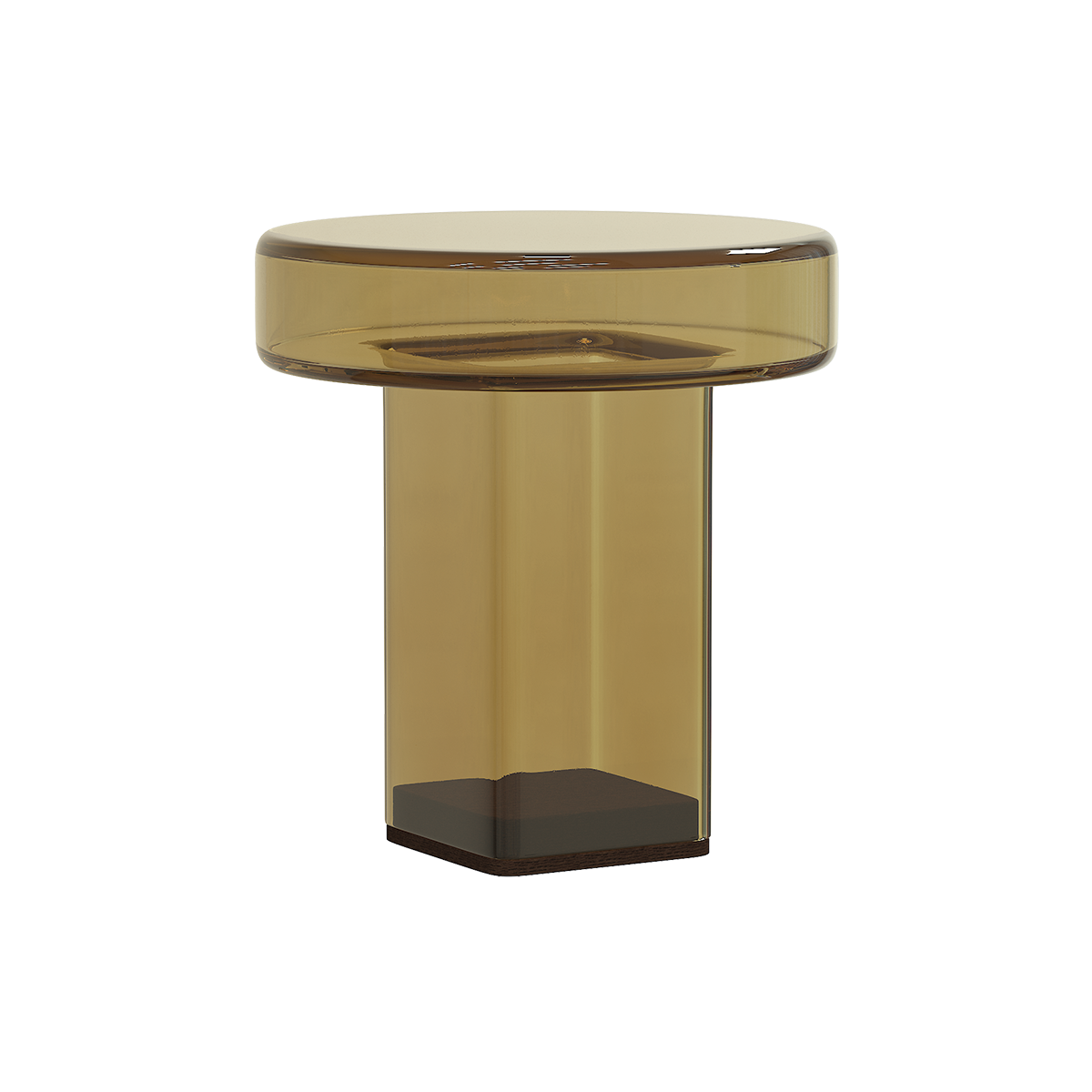 Naked Side Table in Amber colored glass