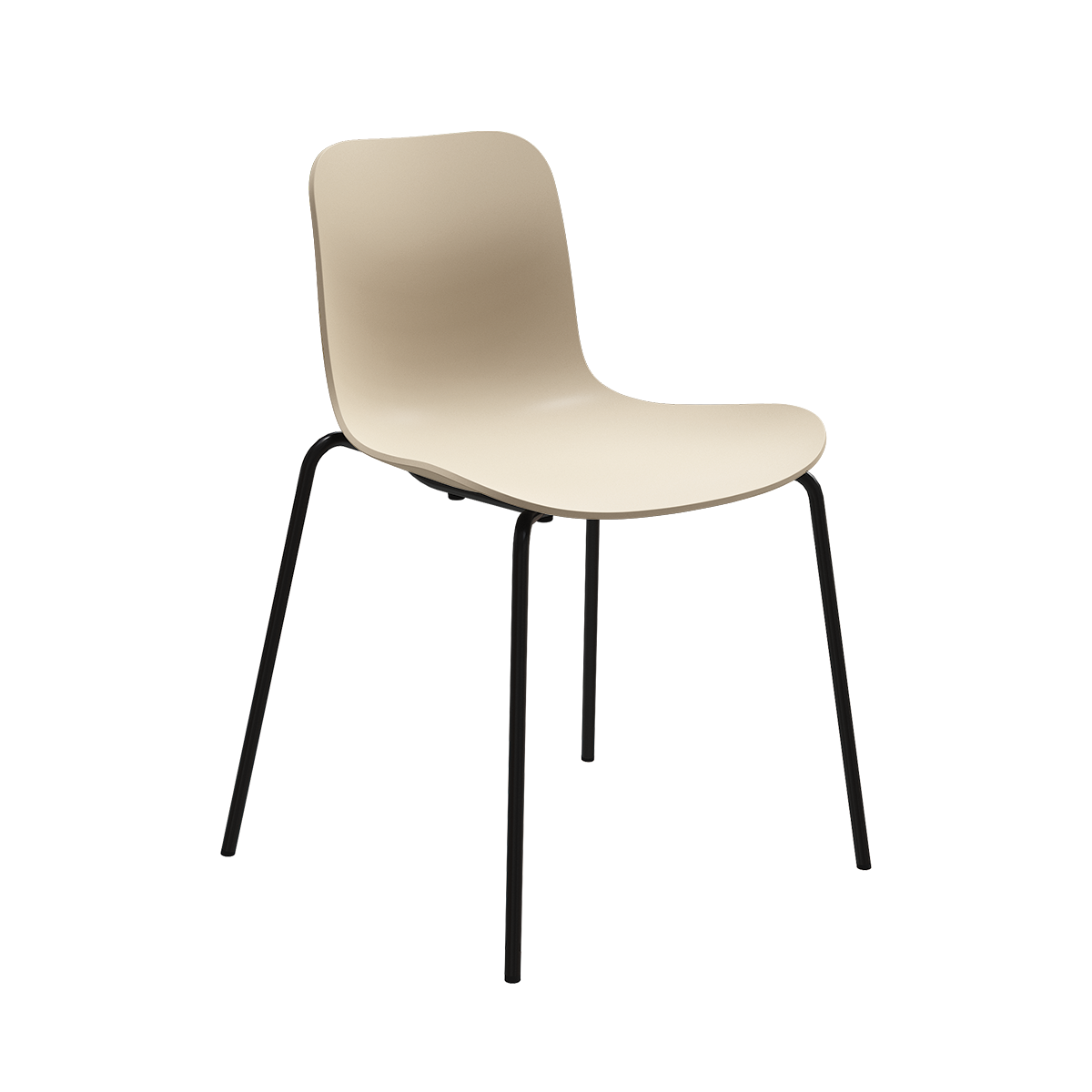 Langue Chair with Ecru polypropylene seat and black steel legs.