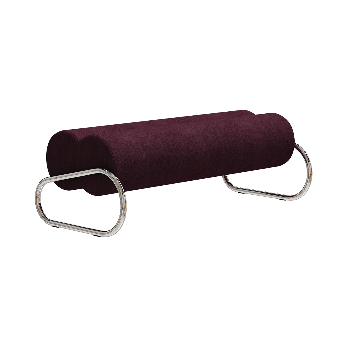 Fave Bench in burgundy Athena fabric and a chrome frame
