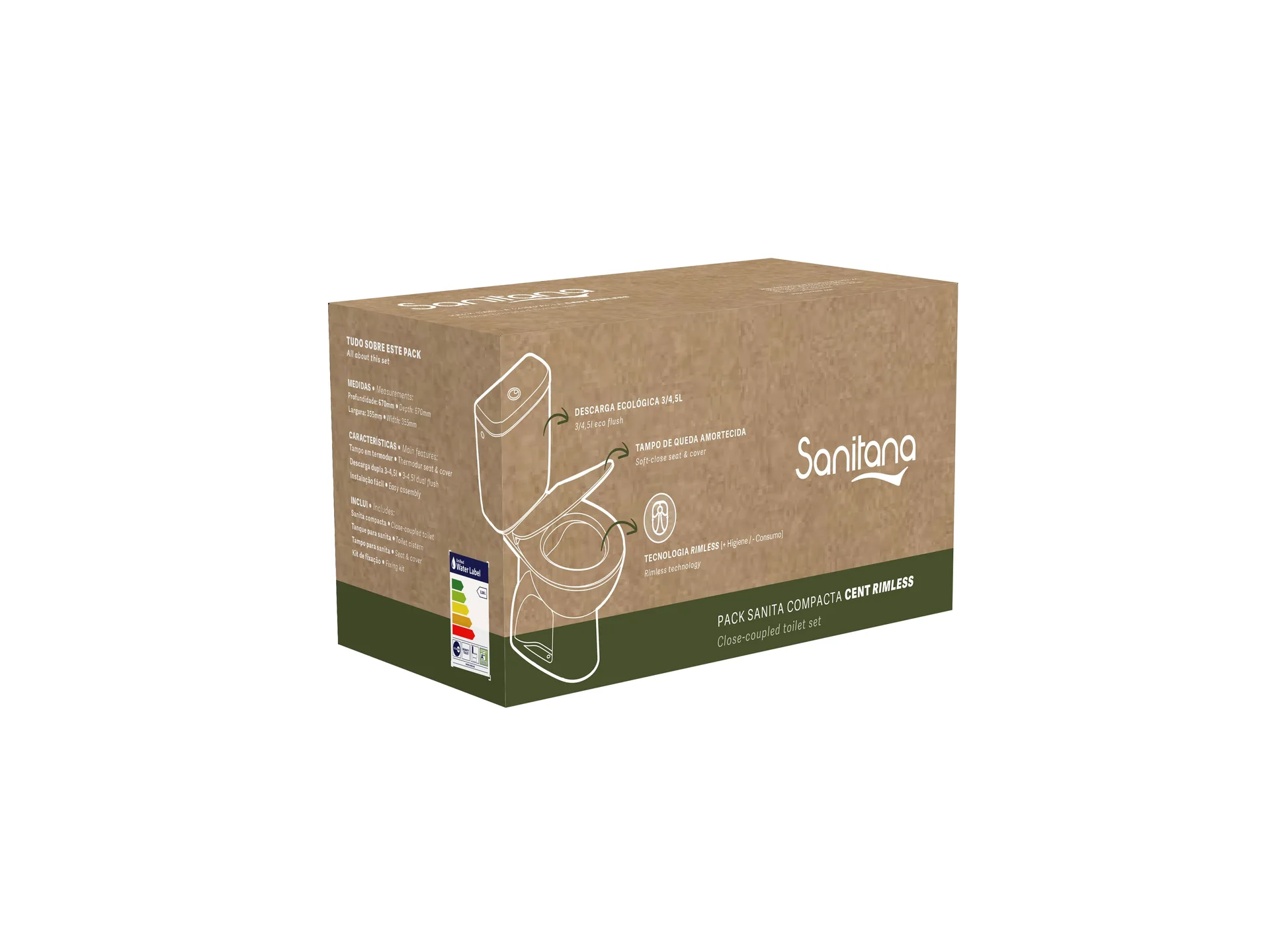 Sanitas de tanque baixo Branco CENT SP0203553100009 Sanitana